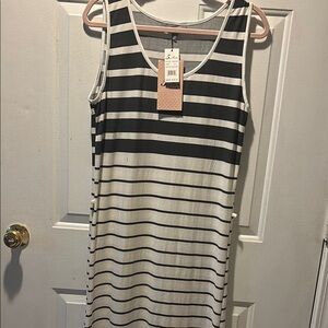 Striped Black and White Sleeveless Dress